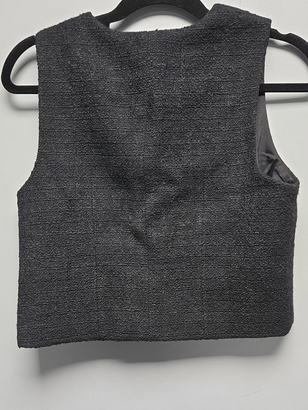 NWT J. Crew Ora Tessuti Fabric Black Tweed Crewneck Vest With Velvet Bows Size 6
